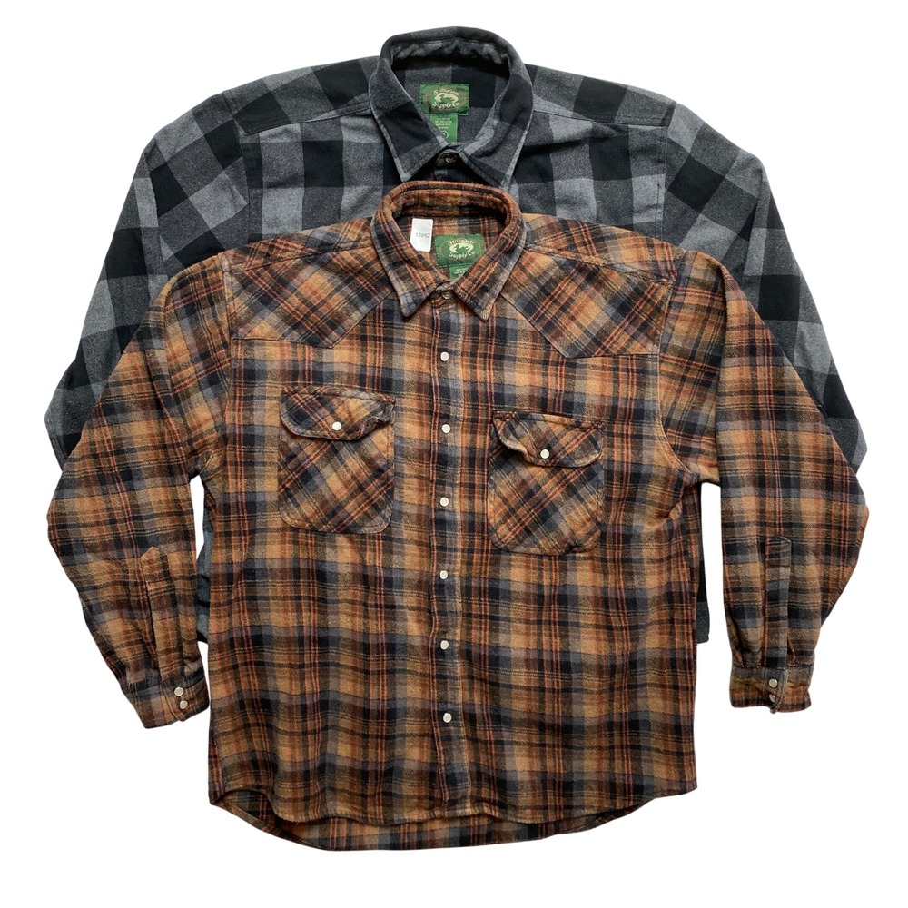 Lot Of 2 Stillwater Supply Co Flannel Shirt Mens XL Plaid Western Pearl Snap